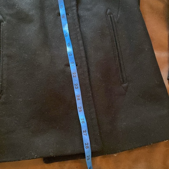 AllSaints Black Italian Cloth Leather/Wool Pea Coat, size 0 - Picture 8 of 9